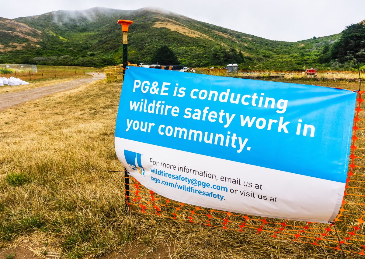 2019 photo of PG&E claiming to be conducting wildfire safety work in Sausalito, Calif.