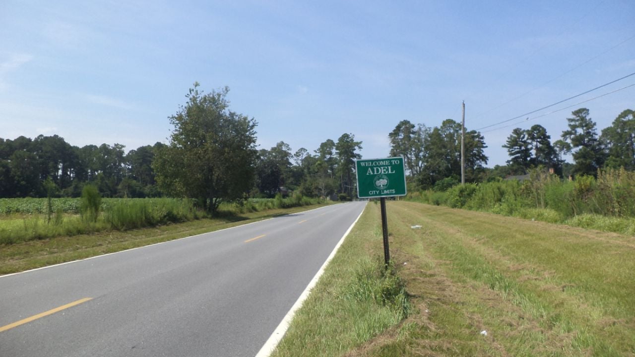 Welcome sign to Adel, Georgia