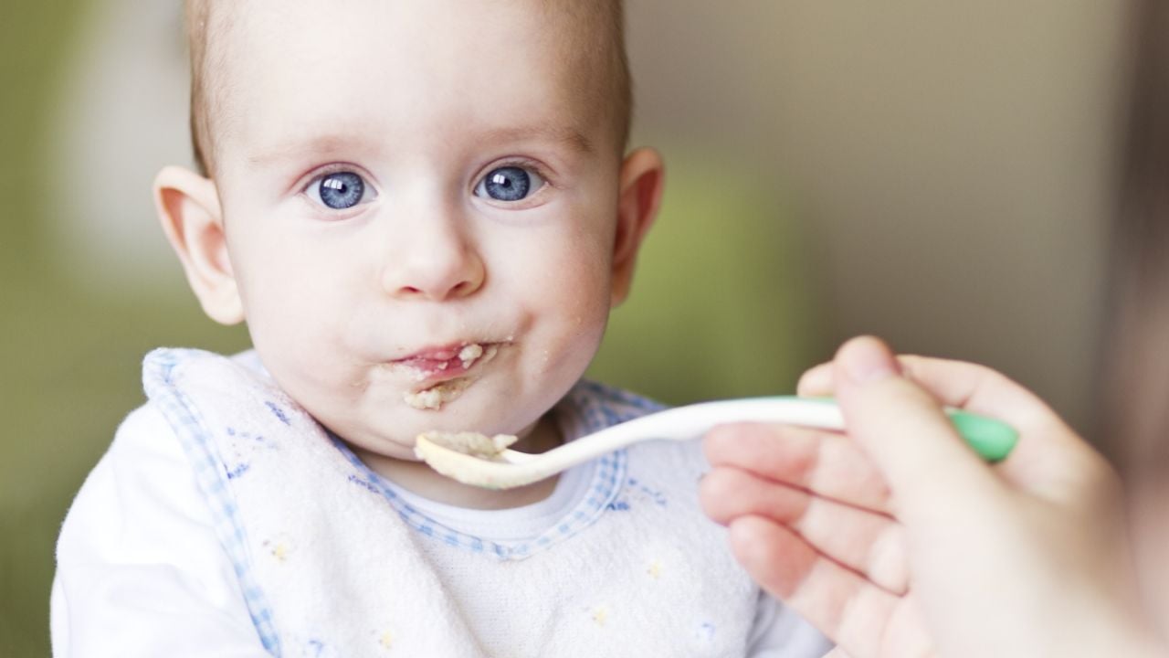 Baby eating oatmeal