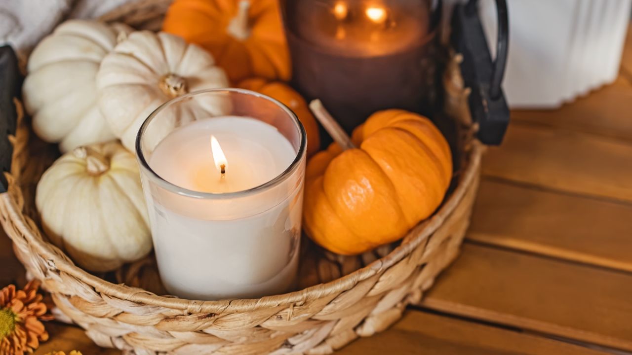 Candles and pumpkins
